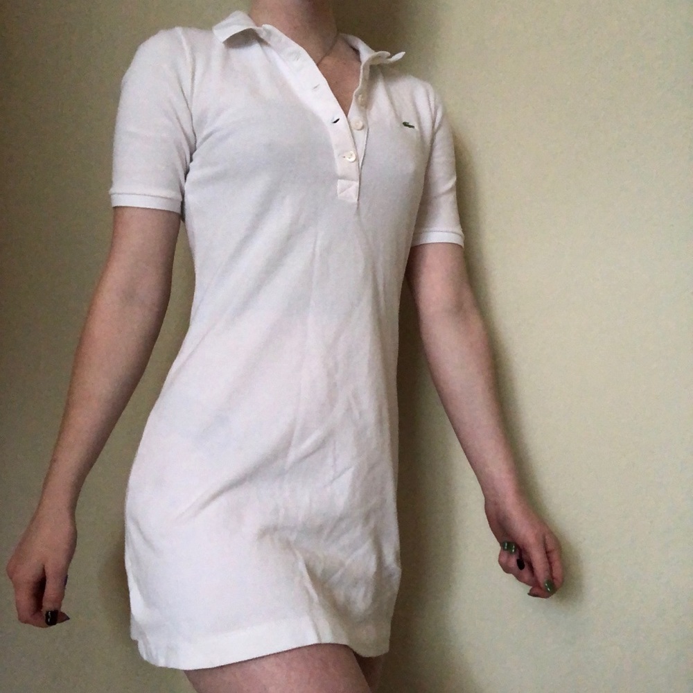 Lacoste XS collard white dress
